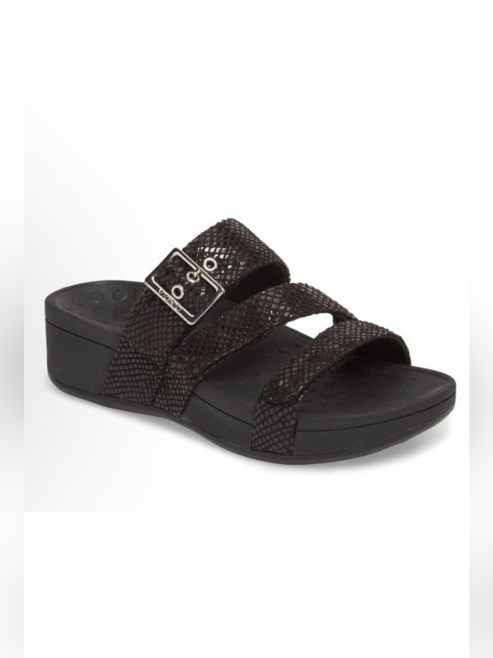 Vionic Rio Slide Sandals in Black Snake Size 9